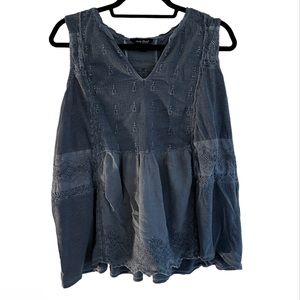 Lucky Brand Blue Plus Size Blouse Sleeveless
